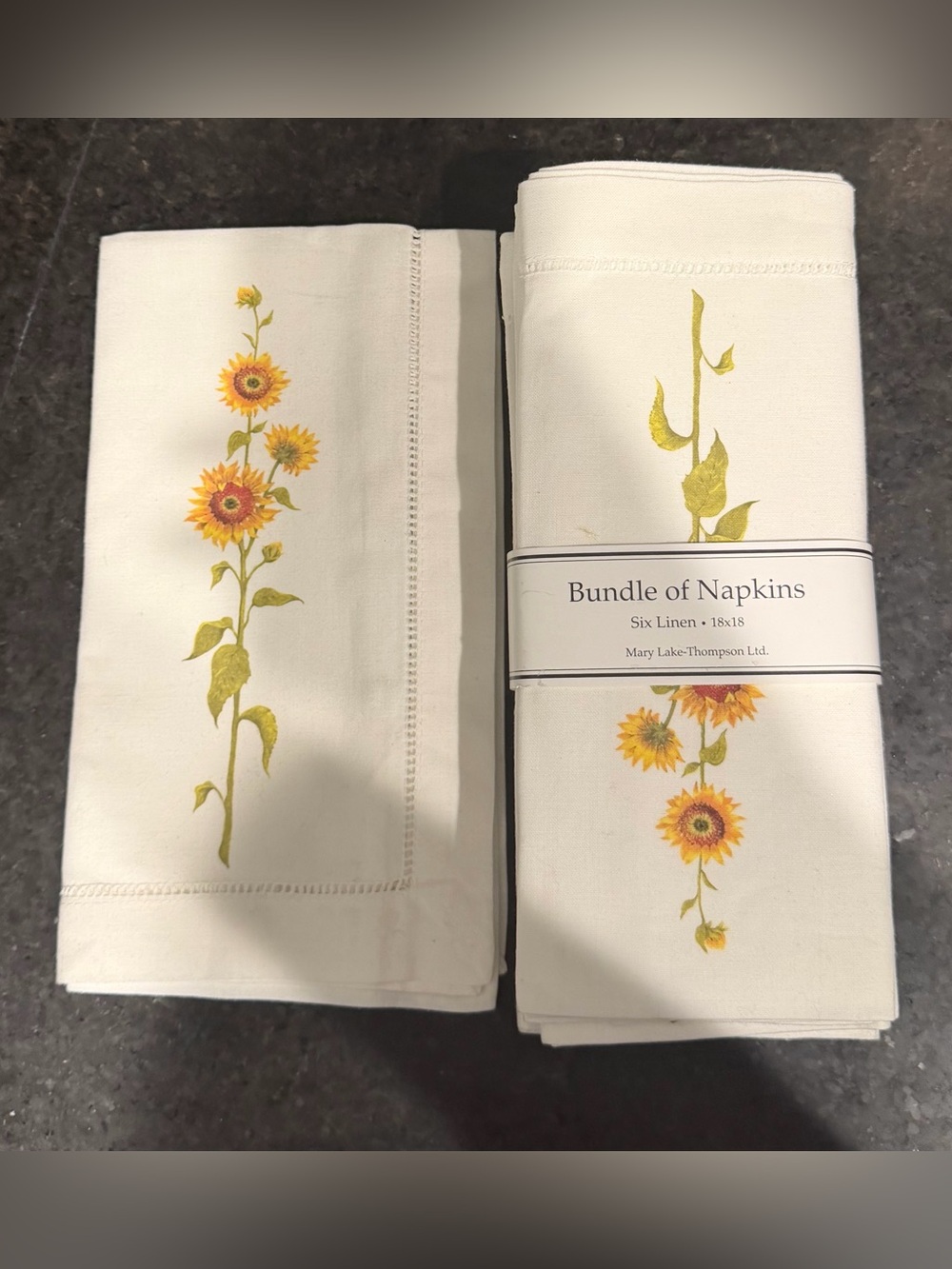 vintage bundle of six linen floral napkins